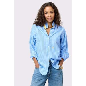 Kerri Rosenthal Mia Stripe Ruffle Shirt Top Buttondown Long Sleeve L New 284522